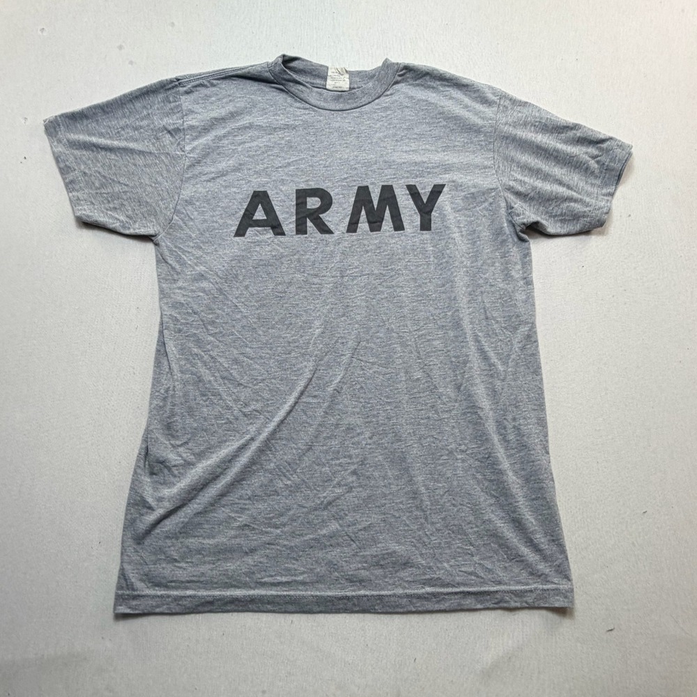 US Army PT Shirt Mens Medium Gray Excellent Physical Fitness Uniform Tee